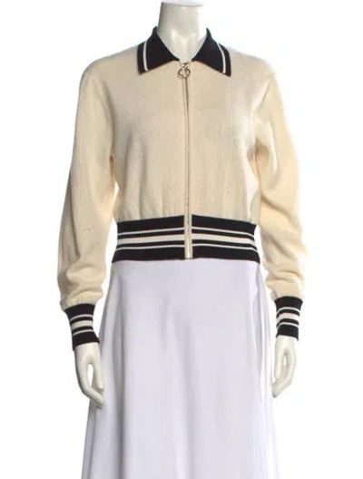 Pre-owned Sandro Wool Striped Sweater In Neutral
