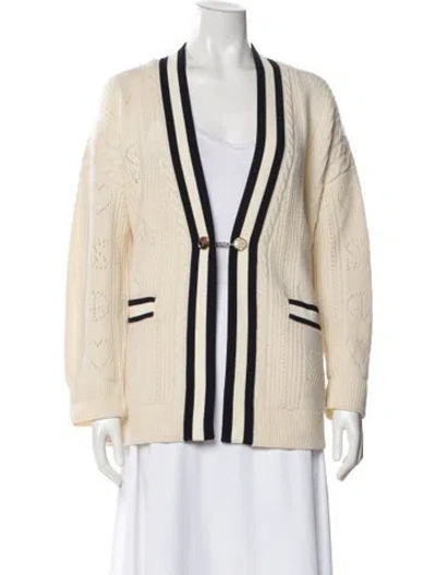 Pre-owned Sandro Wool Striped Sweater In Neutral