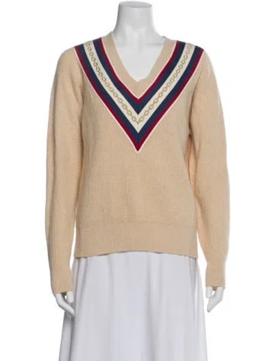 Pre-owned Sandro Wool Striped Sweater In Neutral