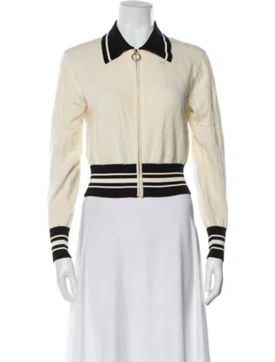 Pre-owned Sandro Wool Striped Sweater In Neutral