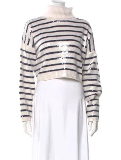 Pre-owned Sandro Wool Striped Sweater In Neutral