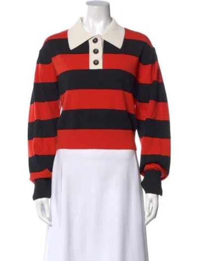 Pre-owned Sandro Wool Striped Sweater In Orange