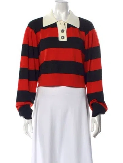 Pre-owned Sandro Wool Striped Sweater In Orange