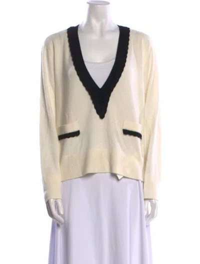 Pre-owned Sandro Wool Striped Sweater In White