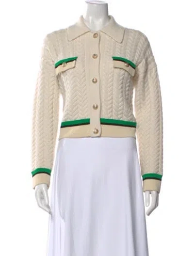 Pre-owned Sandro Wool Striped Sweater In White