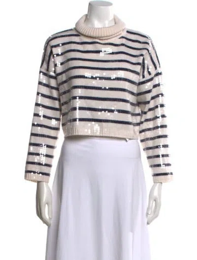 Pre-owned Sandro Wool Striped Sweater In White