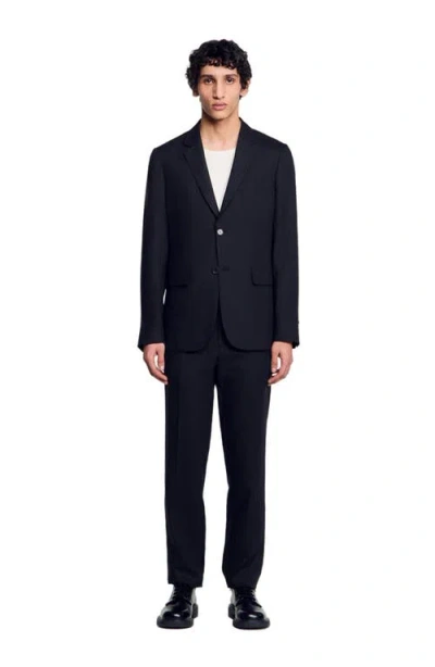 Sandro Wool Suit Jacket In Black