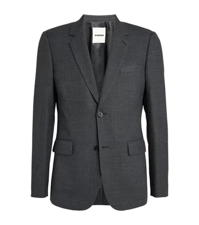 Sandro Wool Suit Jacket In Black