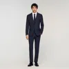 Sandro Wool Suit Jacket In Blue