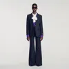 Sandro Wool Suit Jacket In Blue