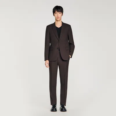 Sandro Wool Suit Jacket In Brown