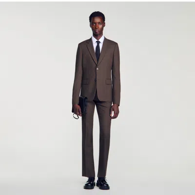Sandro Wool Suit Jacket In Brown