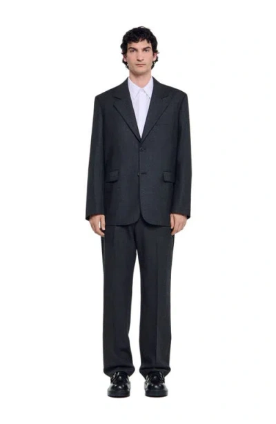 Sandro Wool Suit Jacket In Gray
