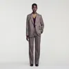 Sandro Wool Suit Jacket In Greige