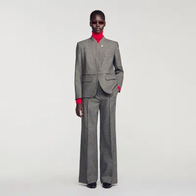 Sandro Vannina Band Collar Suit Jacket In Multi