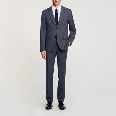 Sandro Wool Suit Jacket In Mocked Grey
