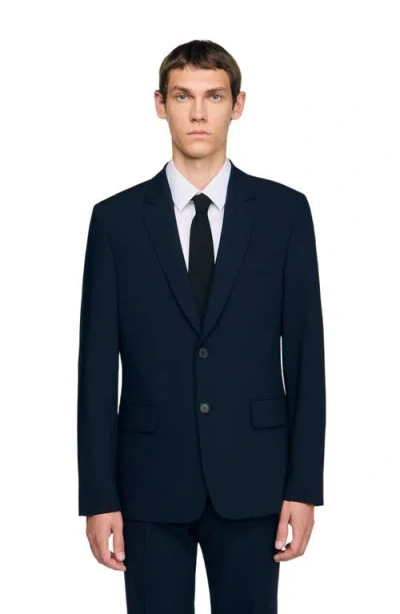 Sandro Wool Suit Jacket In Black