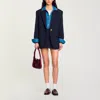 Sandro Wool Suit Jacket In Navy Blue