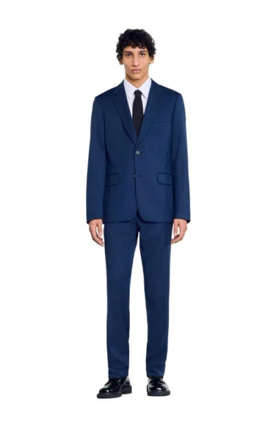 Sandro Wool Suit Jacket In Royal Blue