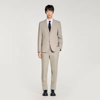 Sandro Wool Suit Jacket In Silver