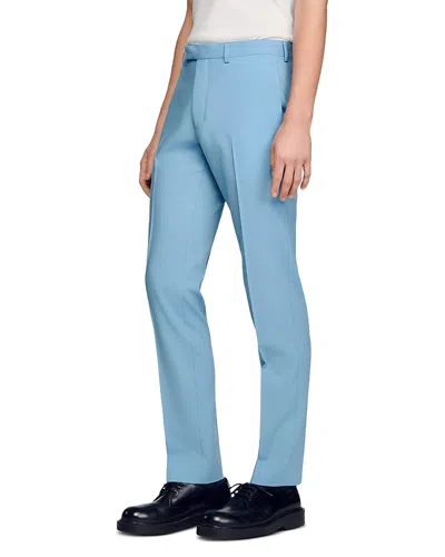 Sandro Wool Suit Trousers In Blue