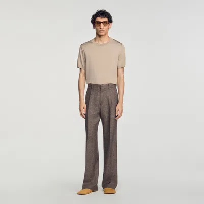 Sandro Wool Suit Trousers In Brown