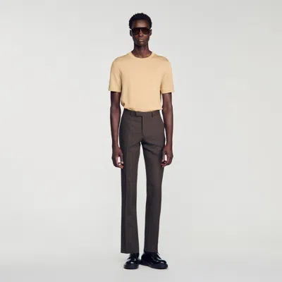Sandro Wool Suit Trousers In Dark Taupe