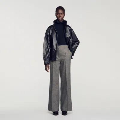 Sandro Wool Suit Trousers In Grey