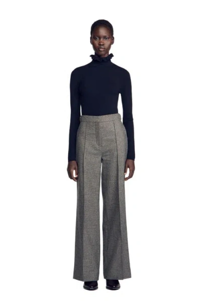 Sandro Alden Buckle Tab Suit Pants In Gray