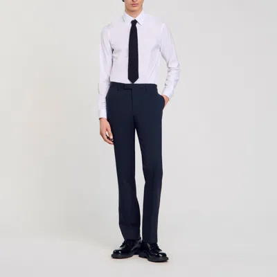 Sandro Wool Suit Trousers In Midnight Blue