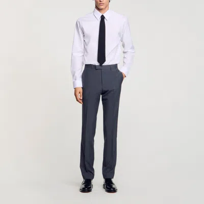 Sandro Wool Suit Trousers In Mocked Grey