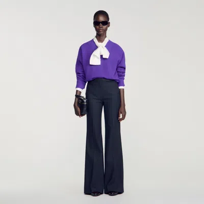 Sandro Wool Suit Trousers In Navy Blue