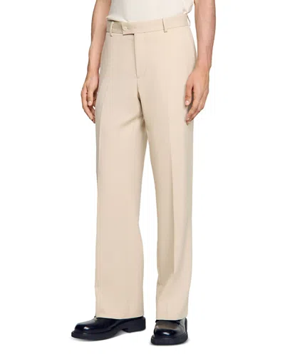 Sandro Wool Suit Trousers In Oats