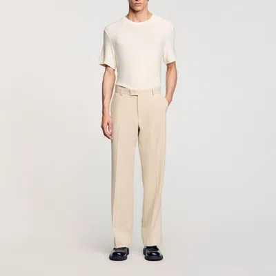 Sandro Wool Suit Trousers In Oats