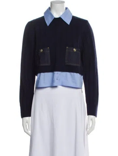 Pre-owned Sandro Wool Sweater In Blue