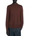 Sandro Mens Cognac High-neck Regular-fit Wool Jumper In Brown