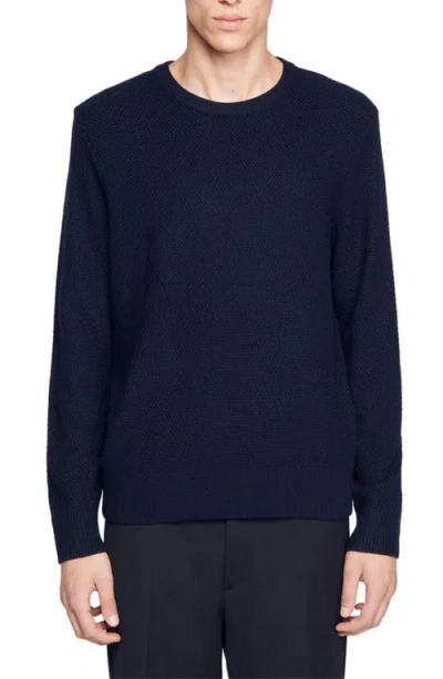 Sandro Wool Sweater In Navy Blue