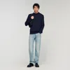 Sandro Wool Sweater With High Neck In Blue