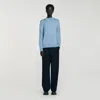Sandro Wool Sweater With High Neck In Blue