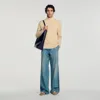 Sandro Wool Sweater With Zip Collar In Brown