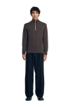 Sandro Wool Sweater With Zip Collar In Caramel