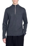Sandro Wool Half Zip Sweater In Mocked Grey