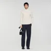 Sandro Wool Sweater With Zipped Collar In White
