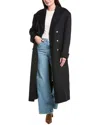 Sandro Wool Trench Coat In Black