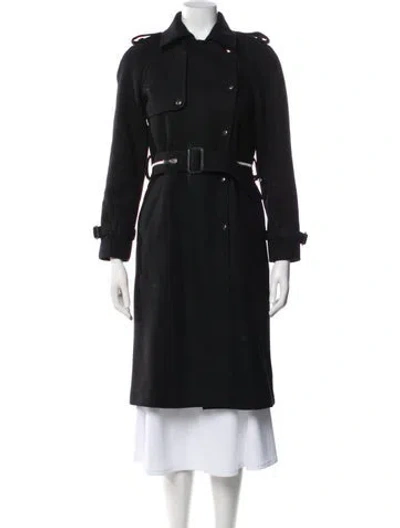 Pre-owned Sandro Wool Trench Coat In Black