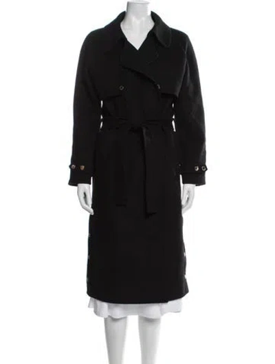 Pre-owned Sandro Wool Trench Coat In Black
