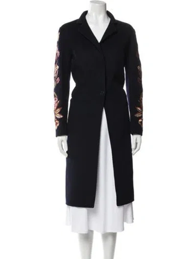 Pre-owned Sandro Wool Trench Coat In Blue