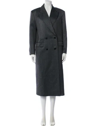 Pre-owned Sandro Wool Trench Coat In Gray