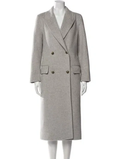 Pre-owned Sandro Wool Trench Coat In Gray