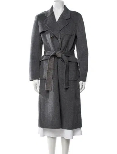 Pre-owned Sandro Wool Trench Coat In Grey